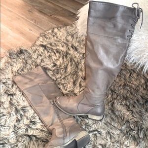 MIA gray tall boots with lace up
